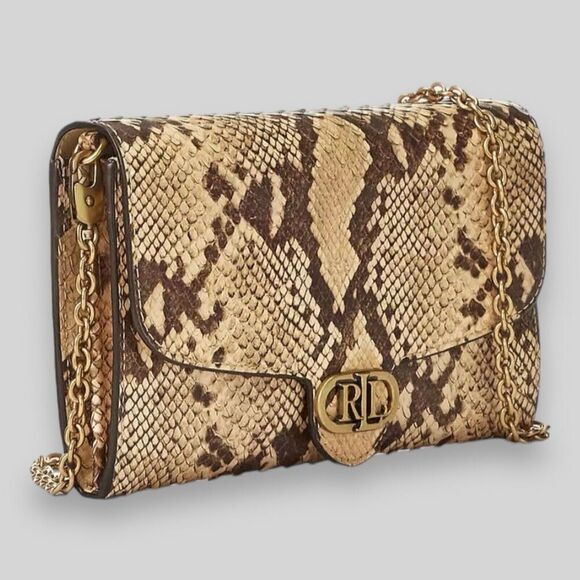 Lauren Ralph Lauren Snakeskin Animal Print Adair Crossbody Compact Wallet Luxury - Picture 14 of 15